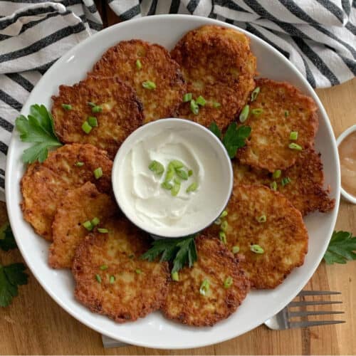 Golden recipe to make crispy potato pancake with grater